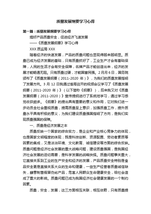 质量发展纲要学习心得