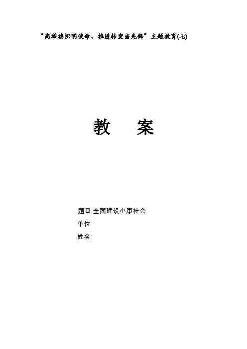全面建设小康社会-教案