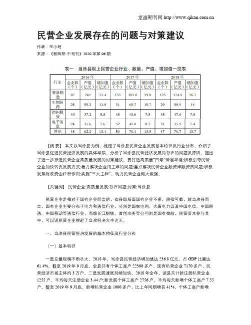 民营企业发展存在的问题与对策建议