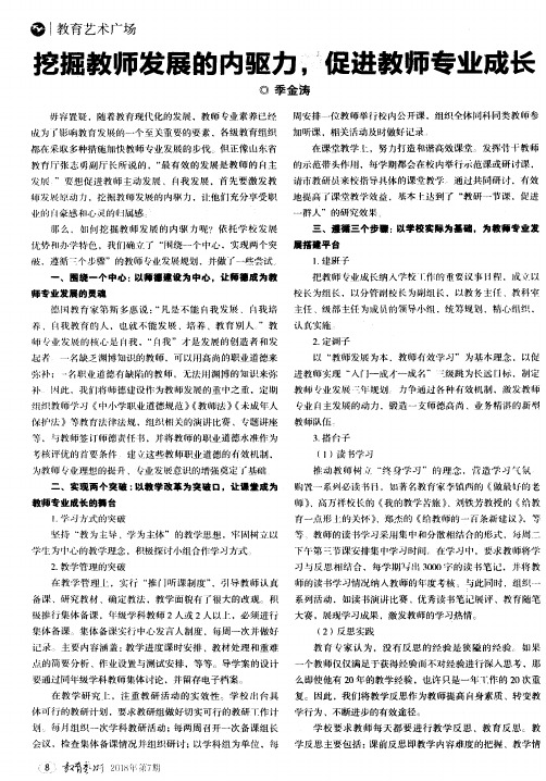 挖掘教师发展的内驱力,促进教师专业成长