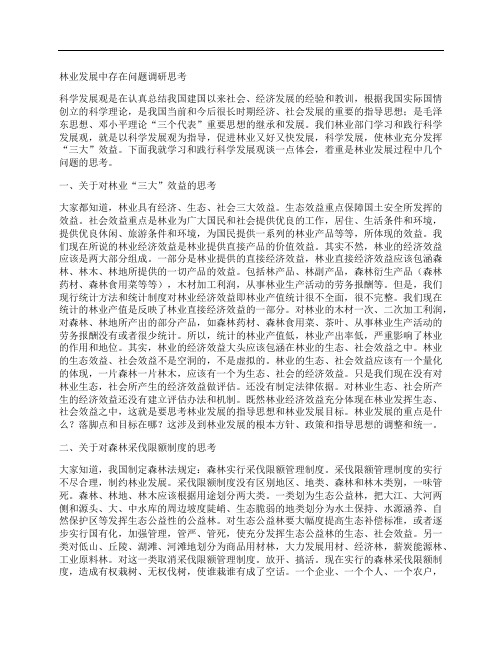 林业发展中存在问题调研思考