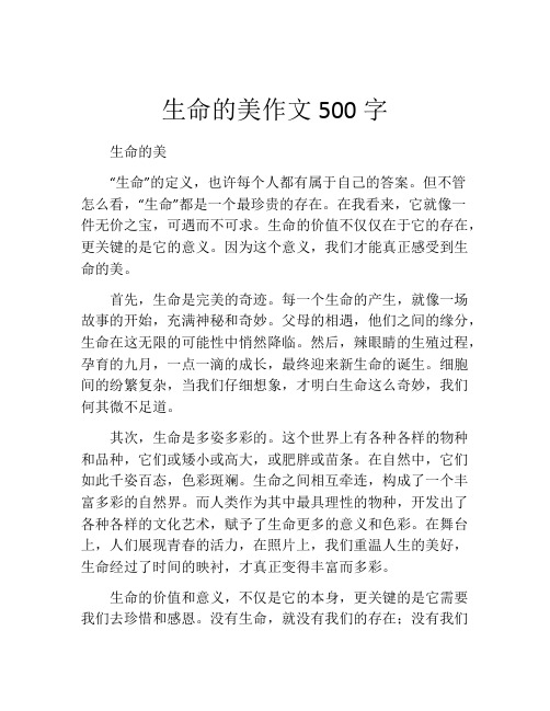 生命的美作文500字