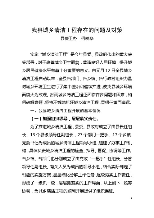 我县农村环境卫生整治存在的问题及对策