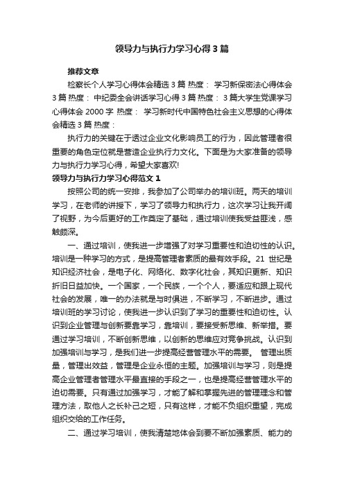 领导力与执行力学习心得3篇