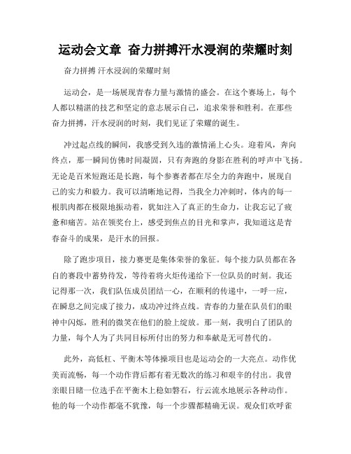 运动会文章  奋力拼搏汗水浸润的荣耀时刻