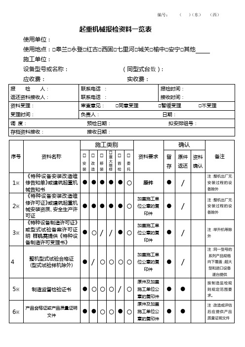 GSTJ-JL-QZ-43-06起重机械报检资料一览表