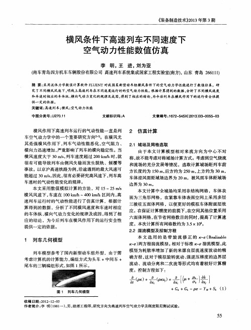 横风条件下高速列车不同速度下空气动力性能数值仿真