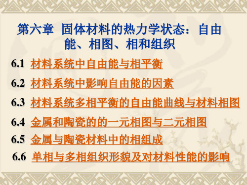 第6章：固体材料的热力学状态：自由能、相图、相和组织