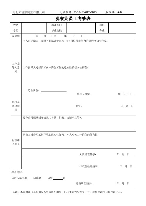 006-1-观察期员工考核表