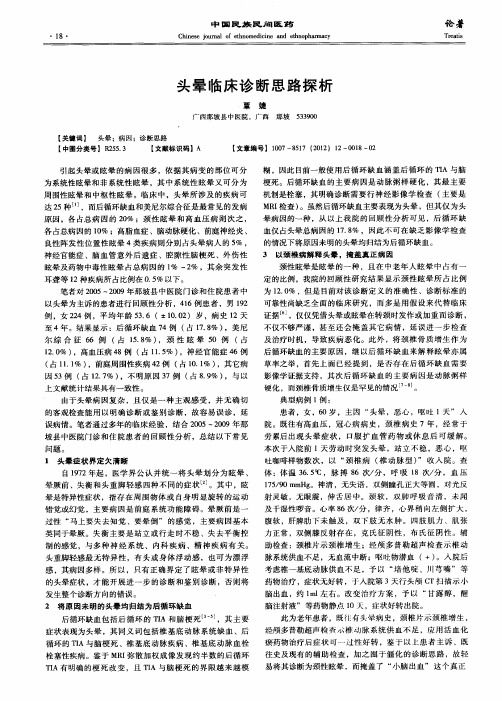 头晕临床诊断思路探析