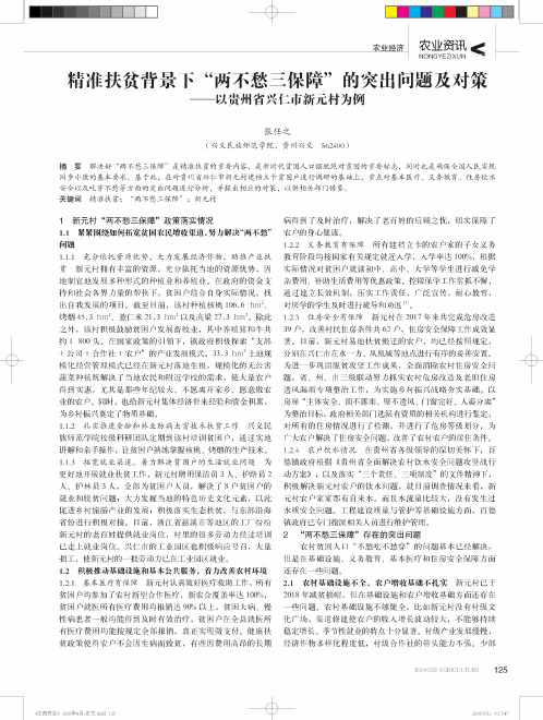 精准扶贫背景下“两不愁三保障”的突出问题及对策——以贵州省兴仁市新元村为例