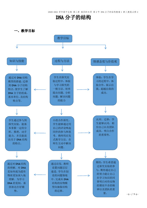 2020-2021学年高中生物 第三章 基因的本质 第2节 DNA分子的结构教案1 新人教版必修2