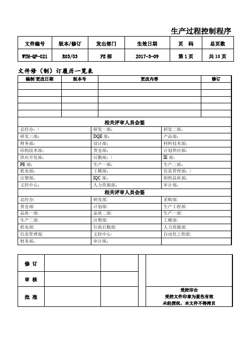 生产过程控制程序WTH-QP-021