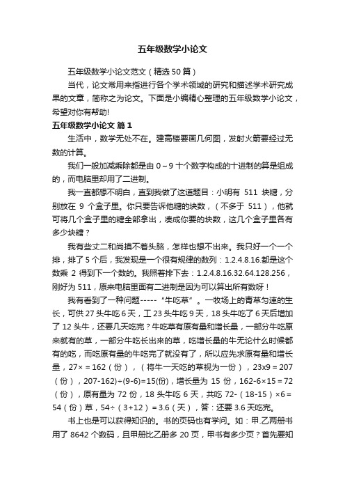 五年级数学小论文