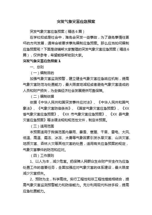 突发气象灾害应急预案