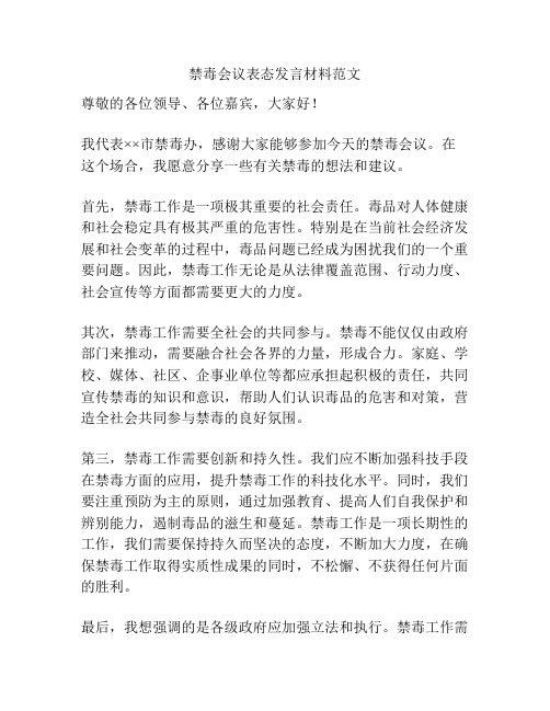 禁毒会议表态发言材料范文