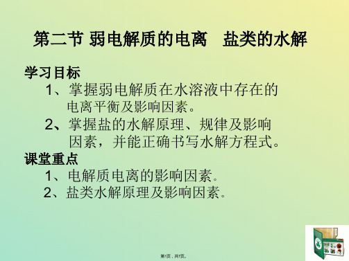 化学反应原理 弱电解质的电离 盐类的水解(与“水解”相关文档)共7张PPT