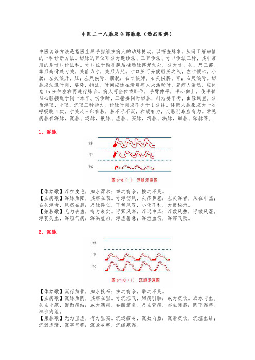 中医二十八脉及全部脉象(动态图解)