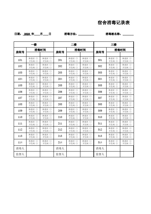 宿舍消毒记录表