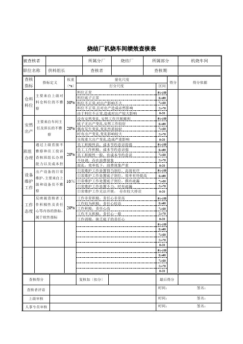 供料组长绩效考核表