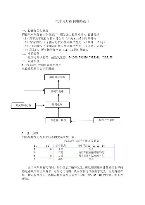 汽车尾灯控制电路设计