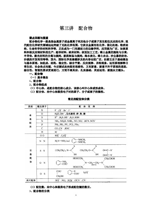 化学竞赛讲义：第三讲配合物