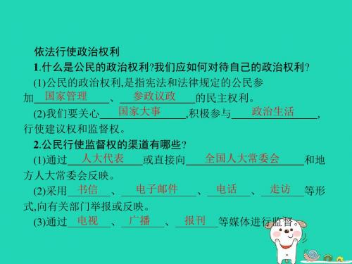 九年级政治全册第三单元参与政治生活第3框依法参与政治生活课件新人教版