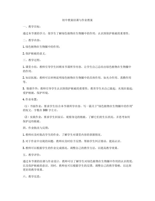 初中教案结课与作业教案