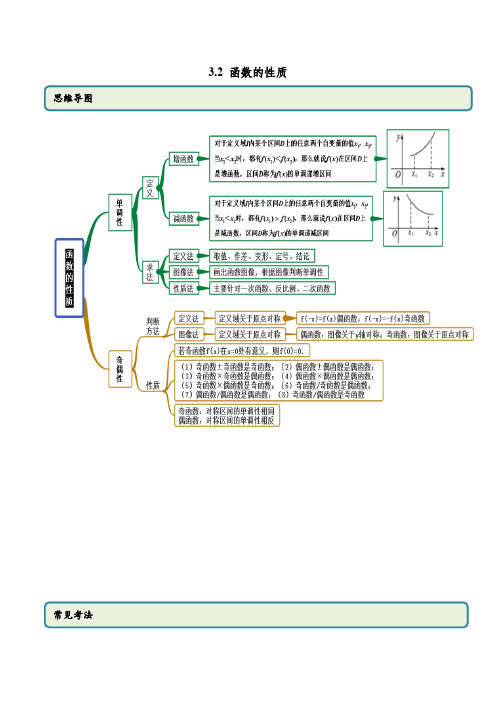 人教版高中数学必修一精品讲义3.2 函数的性质(精讲)(解析版)