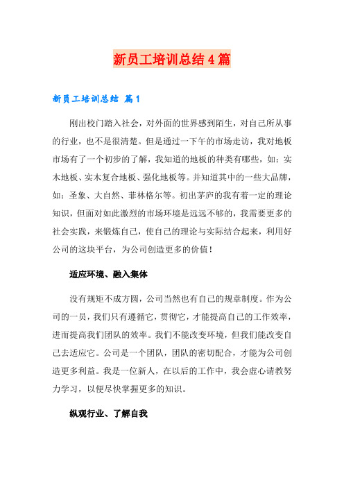 (word版)新员工培训总结4篇