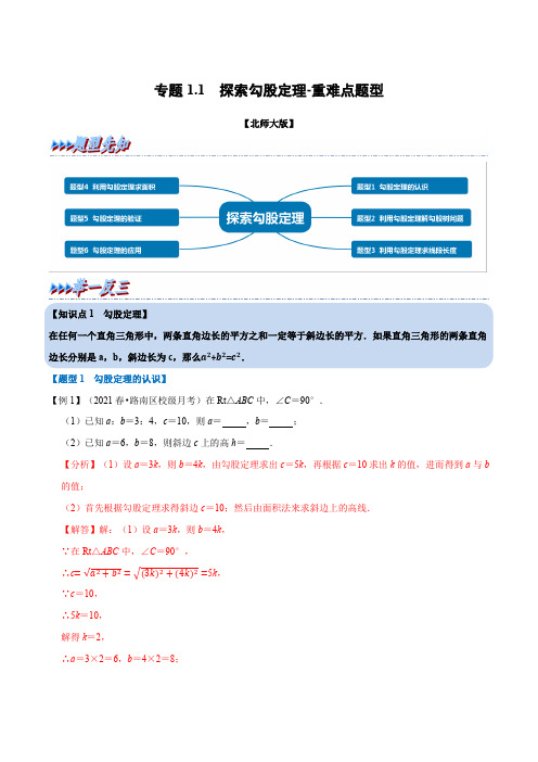 专题1-1 探索勾股定理-重难点题型(举一反三)(北师大版)(解析版)