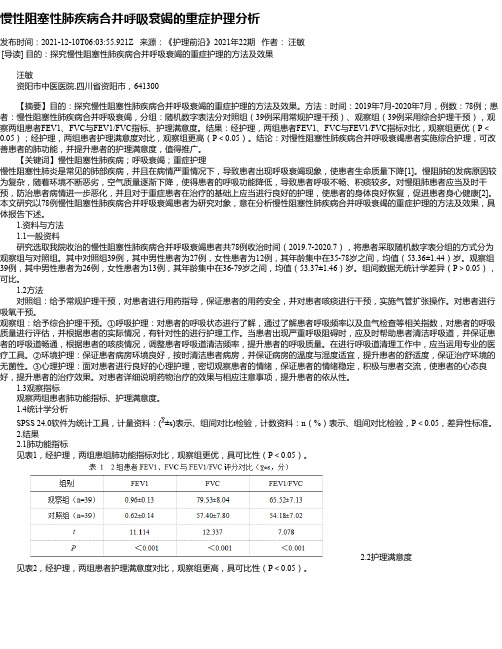 慢性阻塞性肺疾病合并呼吸衰竭的重症护理分析