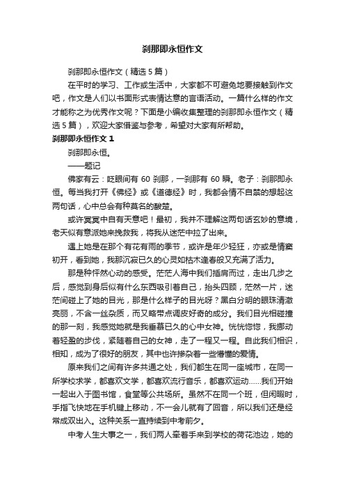 刹那即永恒作文