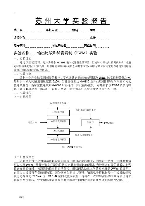 苏州大学实验报告-输出比较和脉宽调制(PWM)实验