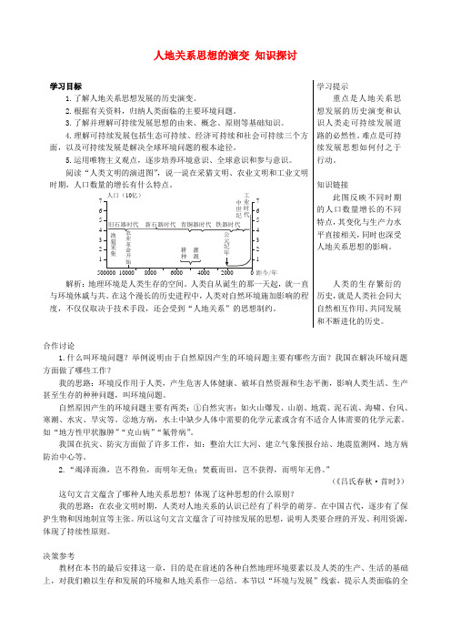 高中地理 6.1 人地关系思想的演变知识探讨 新人教版必修2