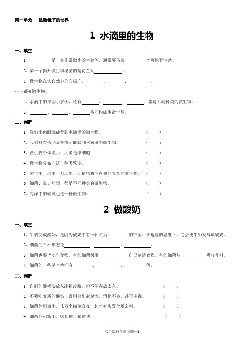 科学6年级上 复习