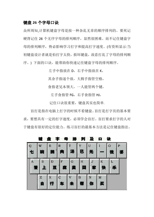 键盘26个字母口诀