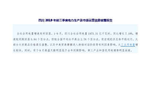 2019年电力市场分析