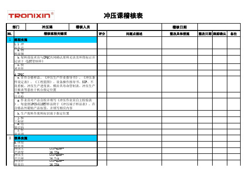 冲压课流程稽核表