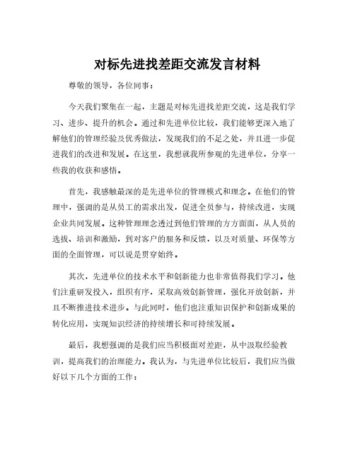 对标先进找差距交流发言材料