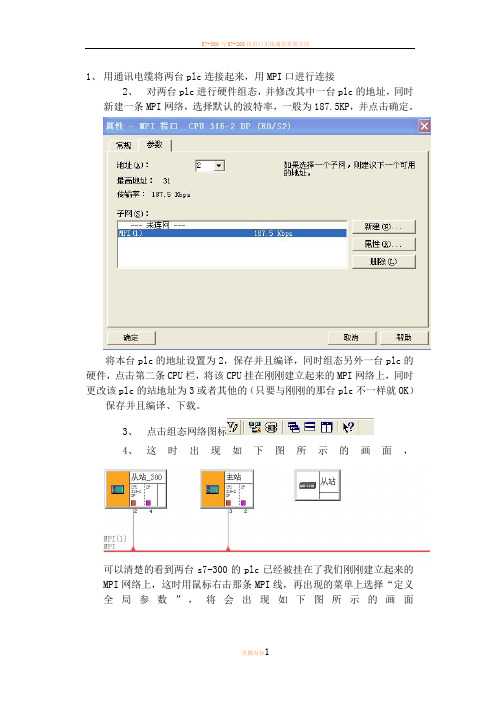 s7-300和s7-300plc的MPI通讯