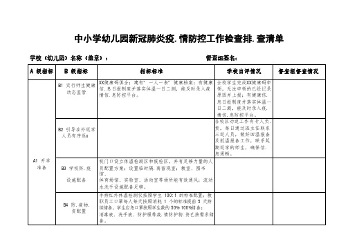 中小学幼儿园新.冠.肺.炎疫.情防控工作检查排.查清单