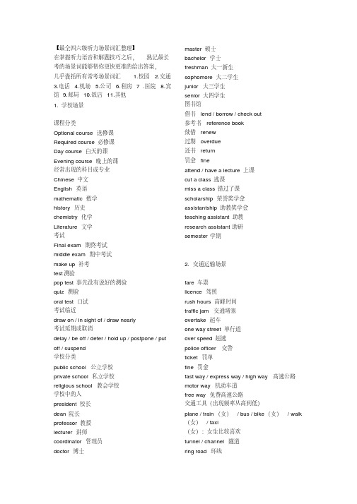 最全四六级听力场景词汇整理分析