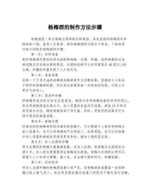 杨梅酒的制作方法步骤