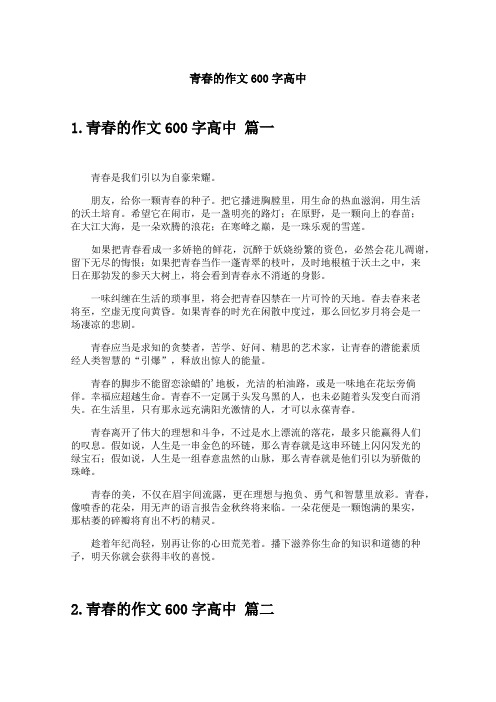 青春的作文600字高中