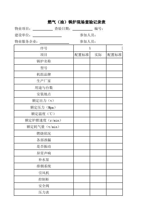 燃气(油)锅炉现场查验记录表