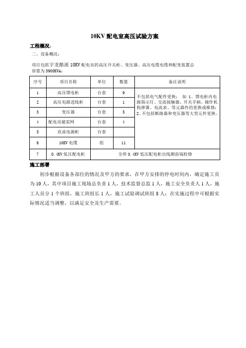 高压电气预防性试验方案