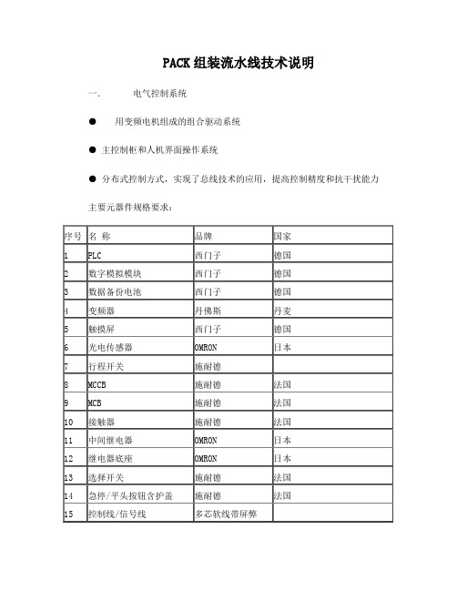 PACK组装流水线技术方案说明1