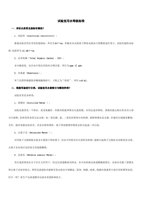实验室用水标准