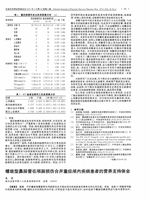 螺旋型鼻肠管在颅脑损伤合并重症颅内疾病患者的营养支持体会